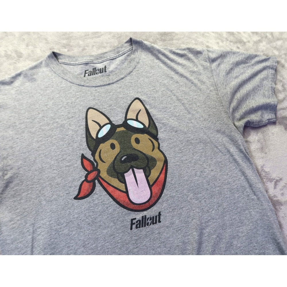 Fallout Lootwear Exclusive Dogmeat Graphic T Shirt Men's L Grey‎ Video Game
